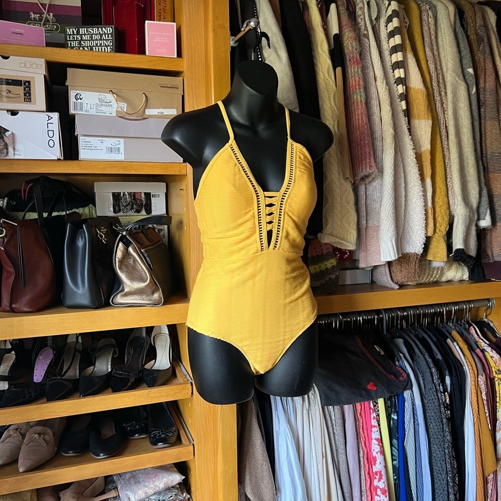 NWT $120 Nicole Miller Yellow One Piece Swimsuit